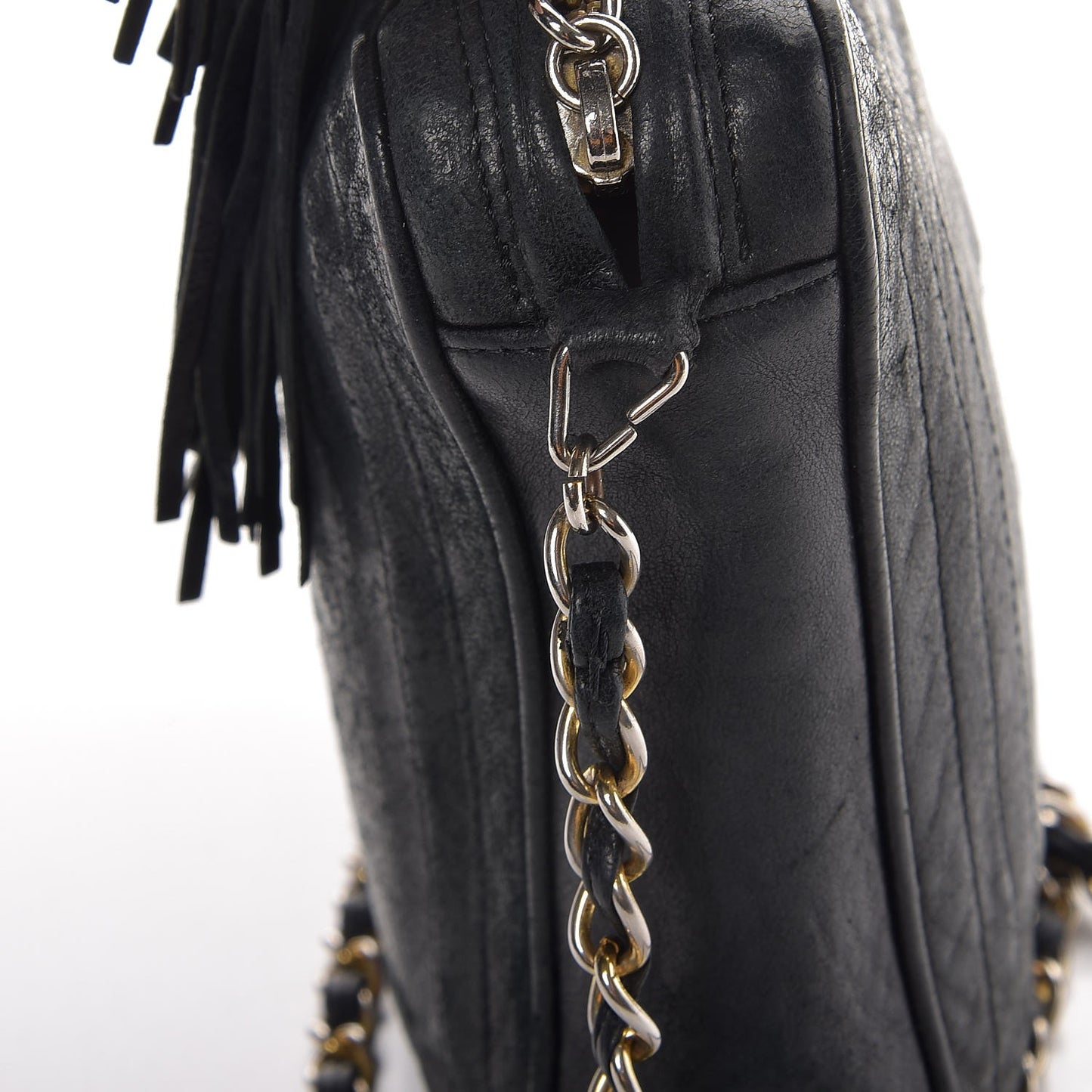 Lambskin Tassel Camera Case Black