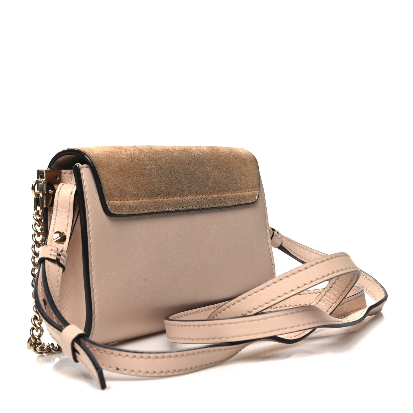 Suede Calfskin Mini Faye Shoulder Bag Cement Pink