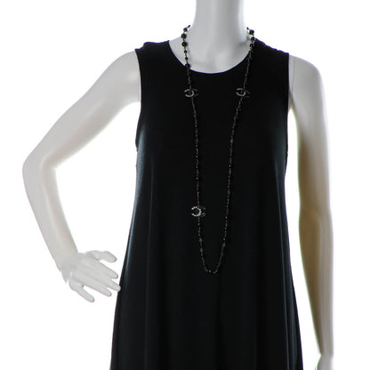 Chanel Crystal CC Beaded Long Necklace Black 2 of 5