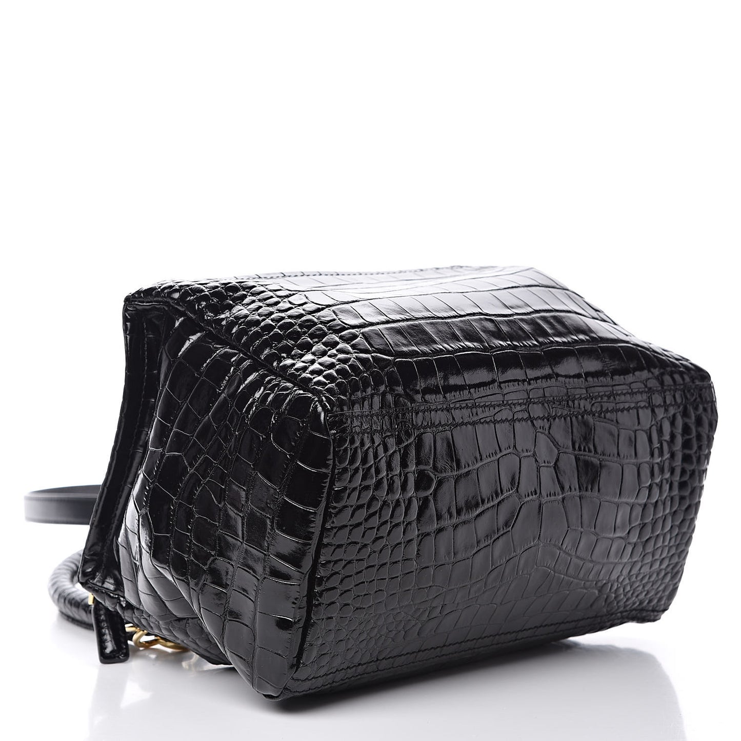 Calfskin Crocodile Embossed Small Pandora Black