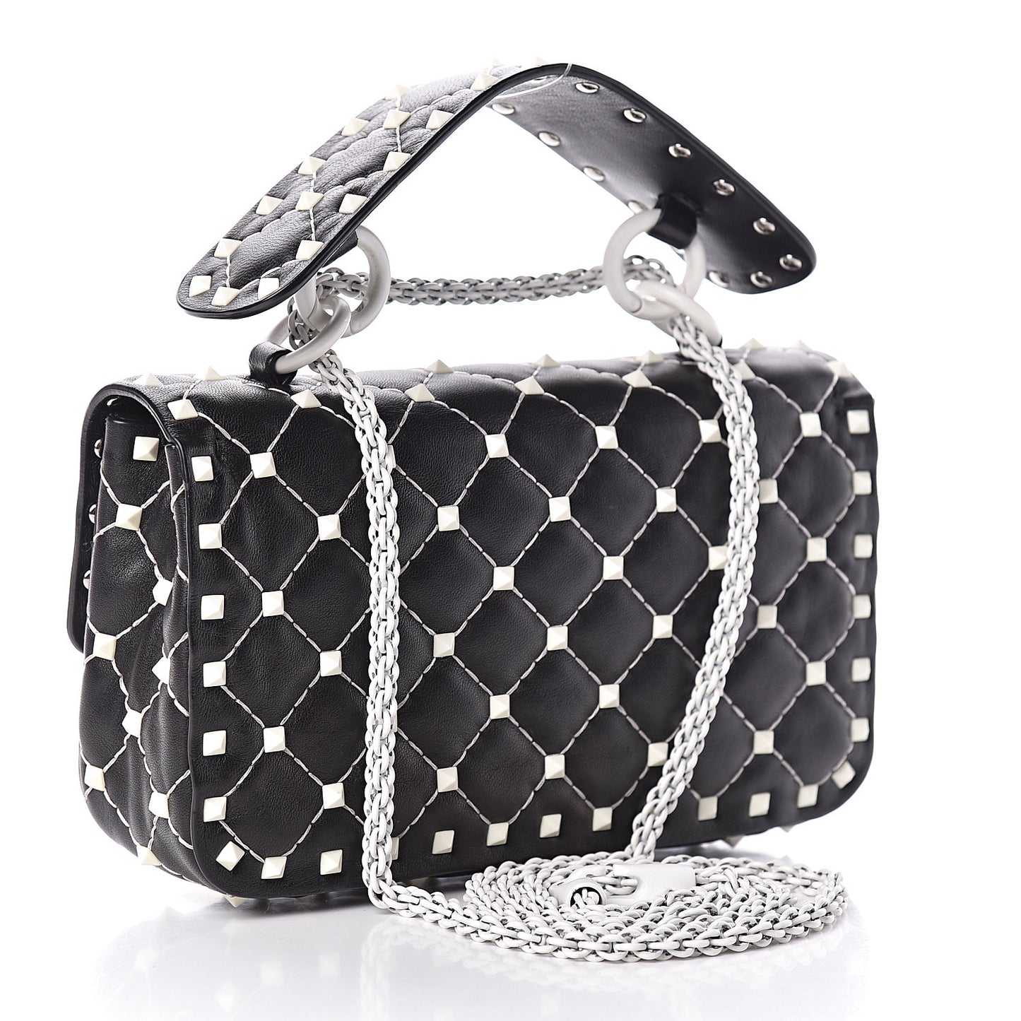 Lambskin Small Free Rockstud Spike Shoulder Bag Black