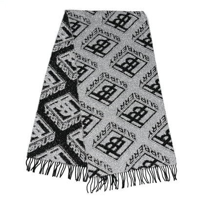 Burberry Wool Glitter Jacquard Logo Scarf Black 2 of 5