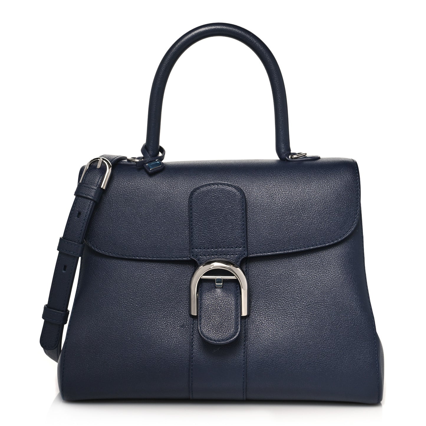 Grained Calfskin MM Brillant Satchel Navy