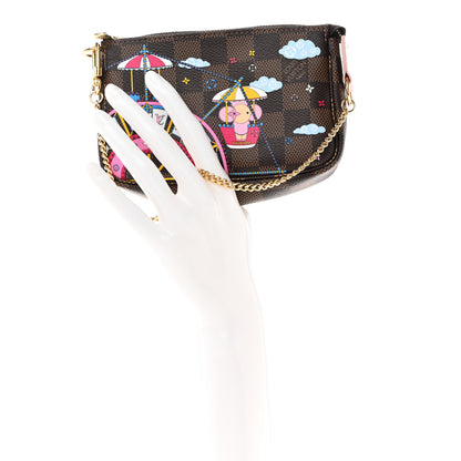 Louis Vuitton Damier Ebene 2020 Christmas Animation Big Wheel Mini Pochette Accessories Rose Ballerine 2 of 7