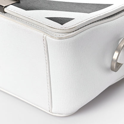 Off-White Saffiano Striped Mini Diag Binder Clip Bag White Black 10 of 12
