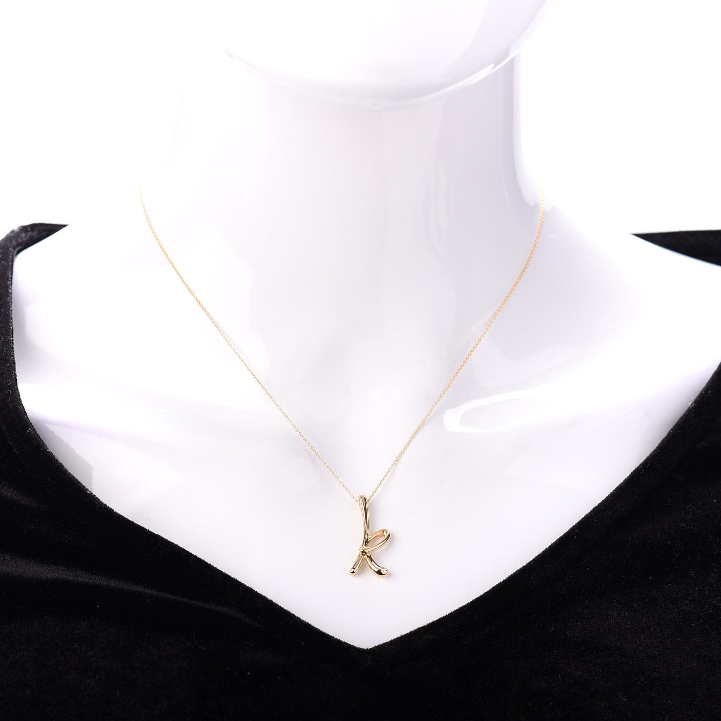 18K Yellow Gold Elsa Peretti Letter K Pendant Necklace