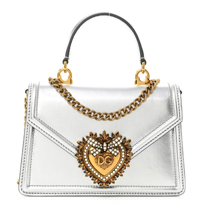 Dolce & Gabbana Metallic Nappa Small Devotion Top Handle Bag Silver 1 of 9