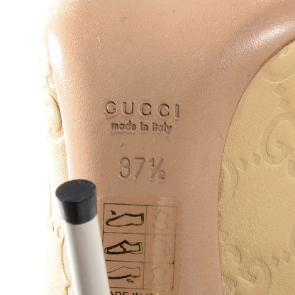 Gucci Guccissima GG Peep Toe Heels Beige 37.5 6 of 7