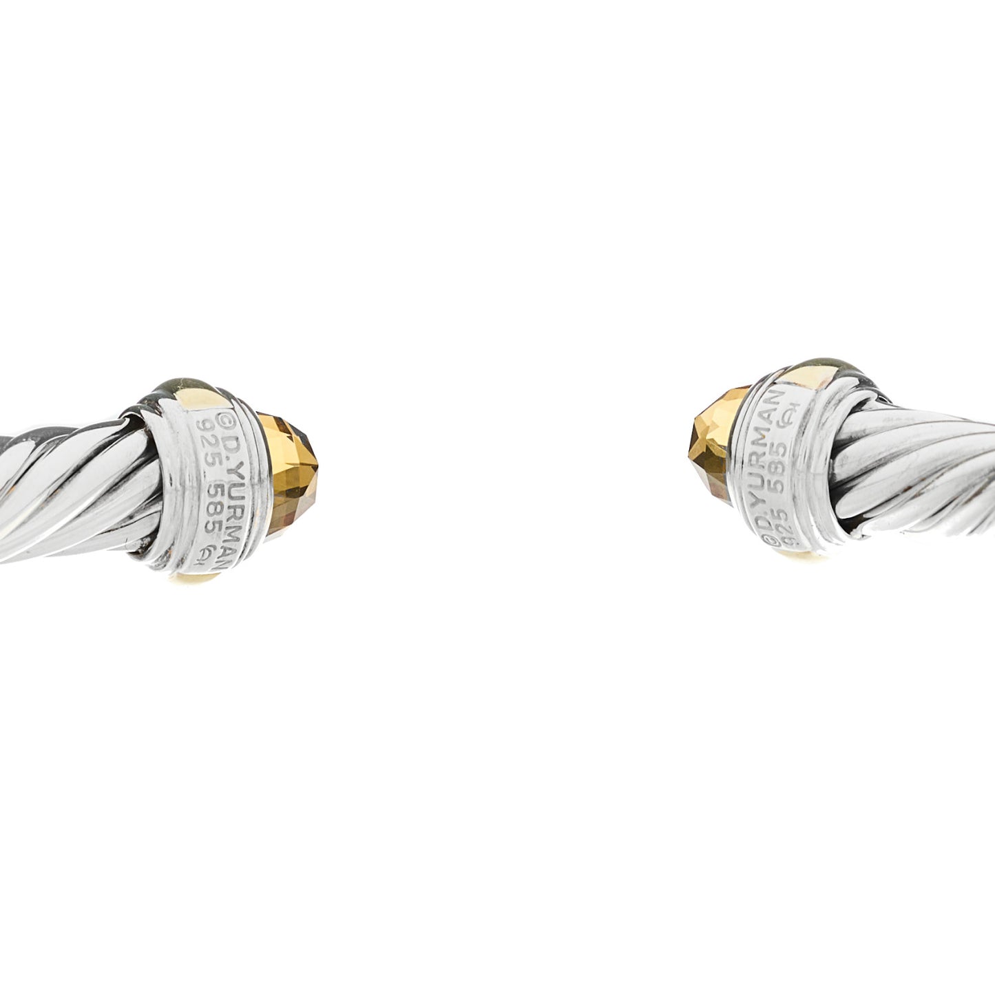 Sterling Silver 14K Yellow Gold Citrine 7mm Cable Classics Bracelet
