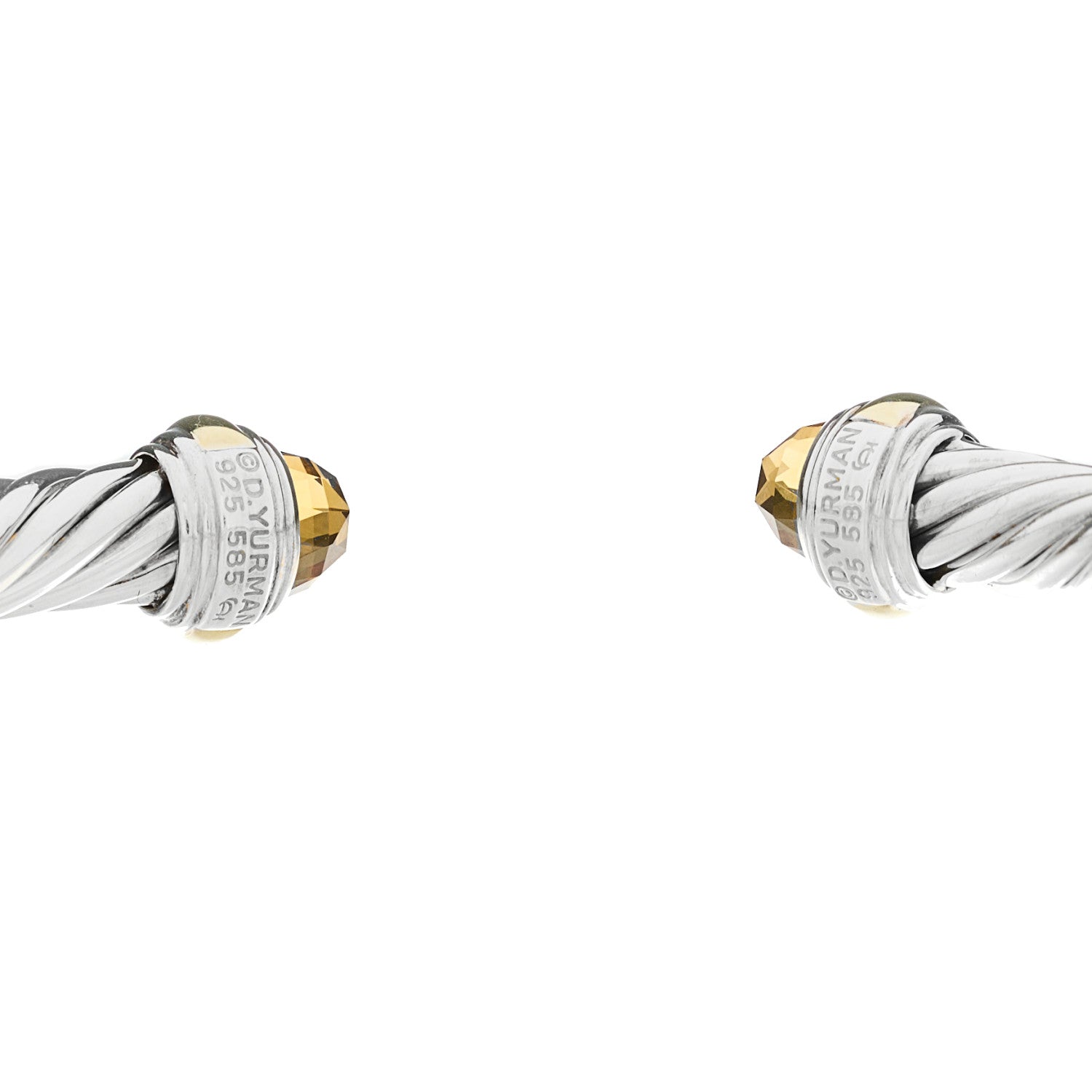 David Yurman Sterling Silver 14K Yellow Gold Citrine 7mm Cable Classics Bracelet 3 of 3