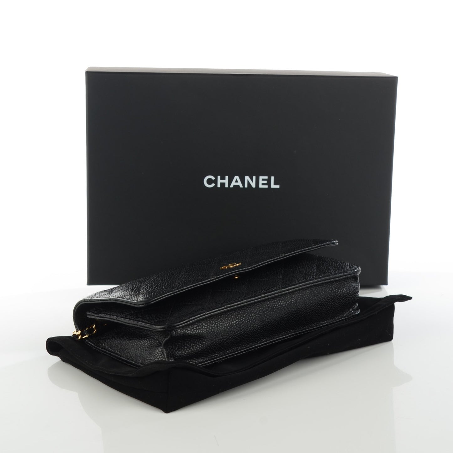 Caviar Quilted Wallet On Chain WOC Black