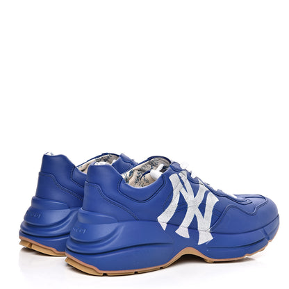 Gucci X MLB Calfskin NY Yankees Mens Rhyton Sneakers 8 Electric Blue 4 of 9