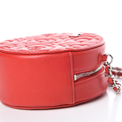 Chanel Lambskin Camellia Quilted Round Clutch With Chain Red 9 of 10