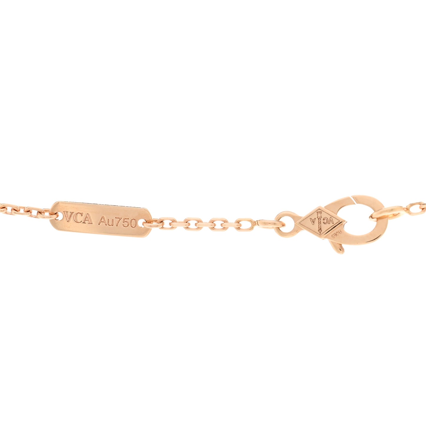 18K Rose Gold Gray Mother of Pearl Vintage Alhambra Pendant Necklace