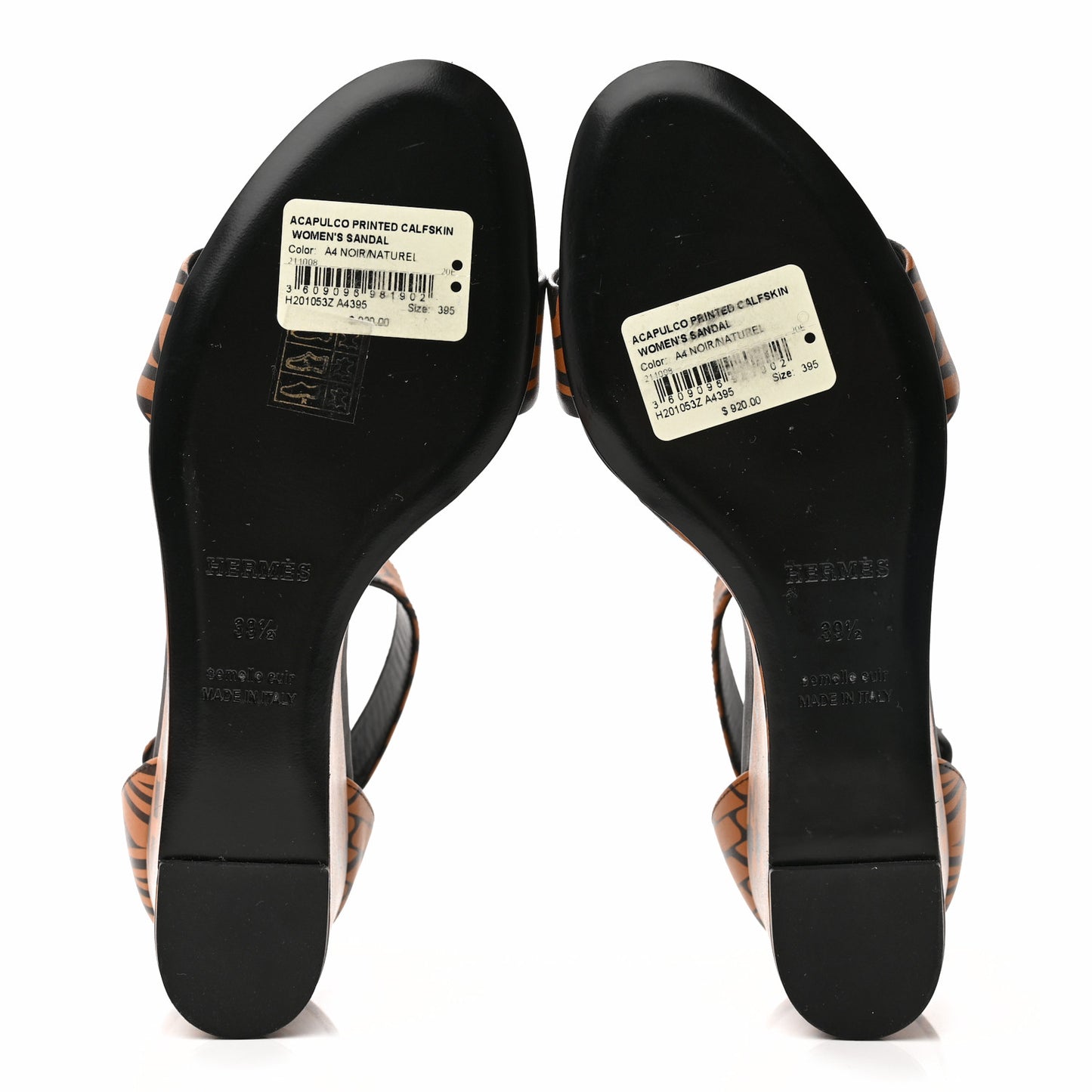 Calfskin Printed Acapulco Wedge Sandals 39.5 Black Naturel