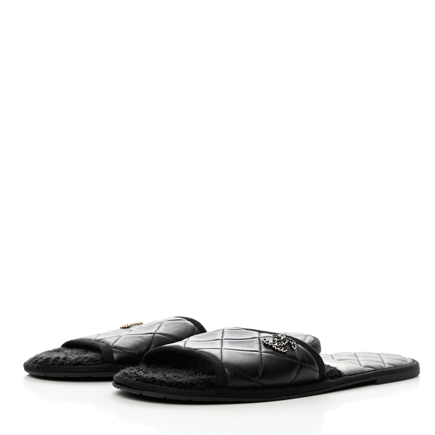 Lambskin CC Flat Mules M Black