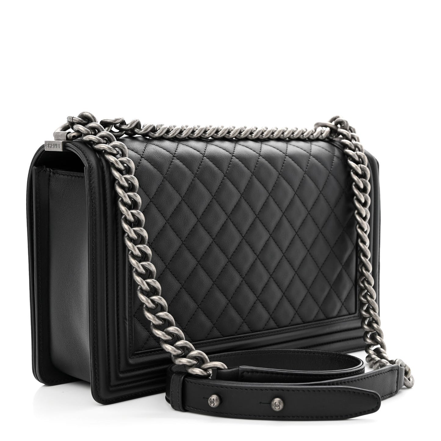 Calfskin Quilted New Medium Boy Flap Black