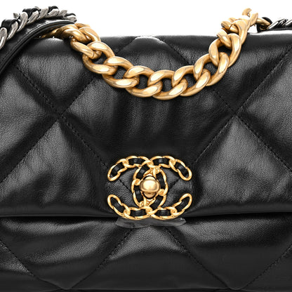 Chanel Shiny Goatskin Quilted Medium Chanel 19 Flap Black 7 of 9
