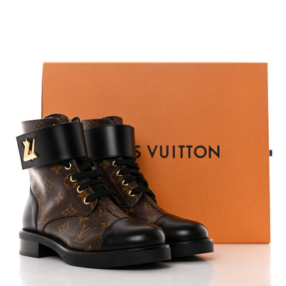Louis Vuitton Calfskin Monogram Wonderland Flat Ranger Boots 36.5 Black 9 of 9