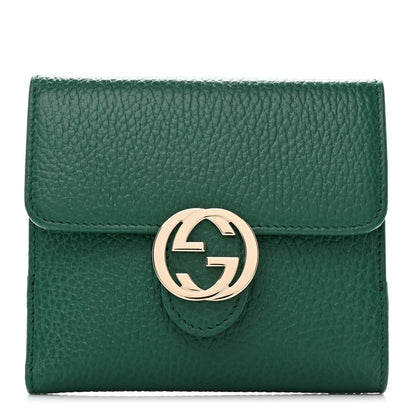 Gucci Dollar Calfskin Interlocking G French Wallet Emerald 1 of 7