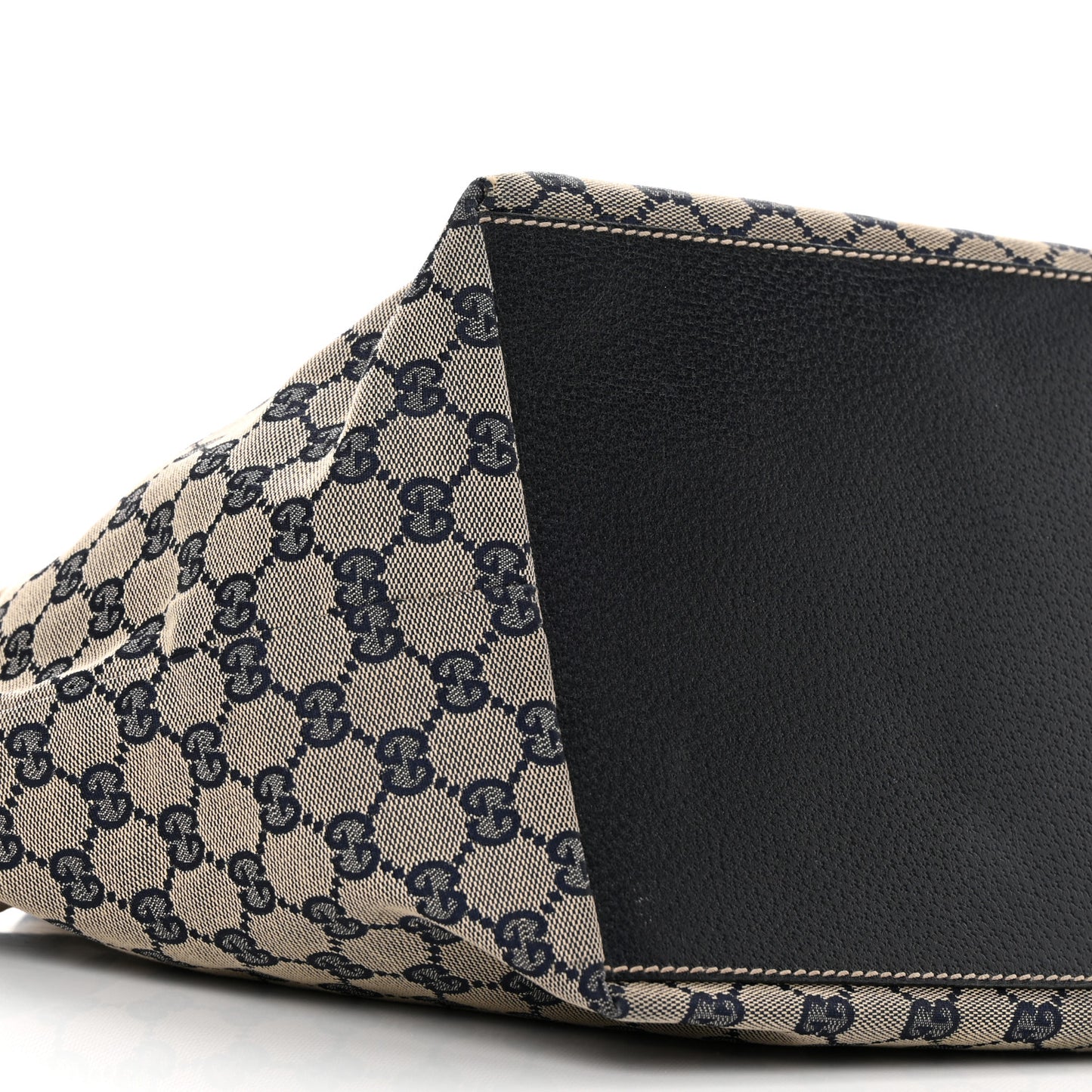 GG Monogram Medium Web Handle Bucket Tote Navy Blue