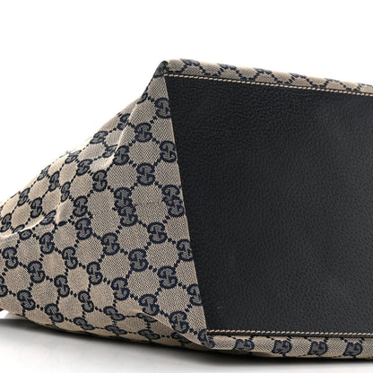 Gucci GG Monogram Medium Web Handle Bucket Tote Navy Blue 9 of 20