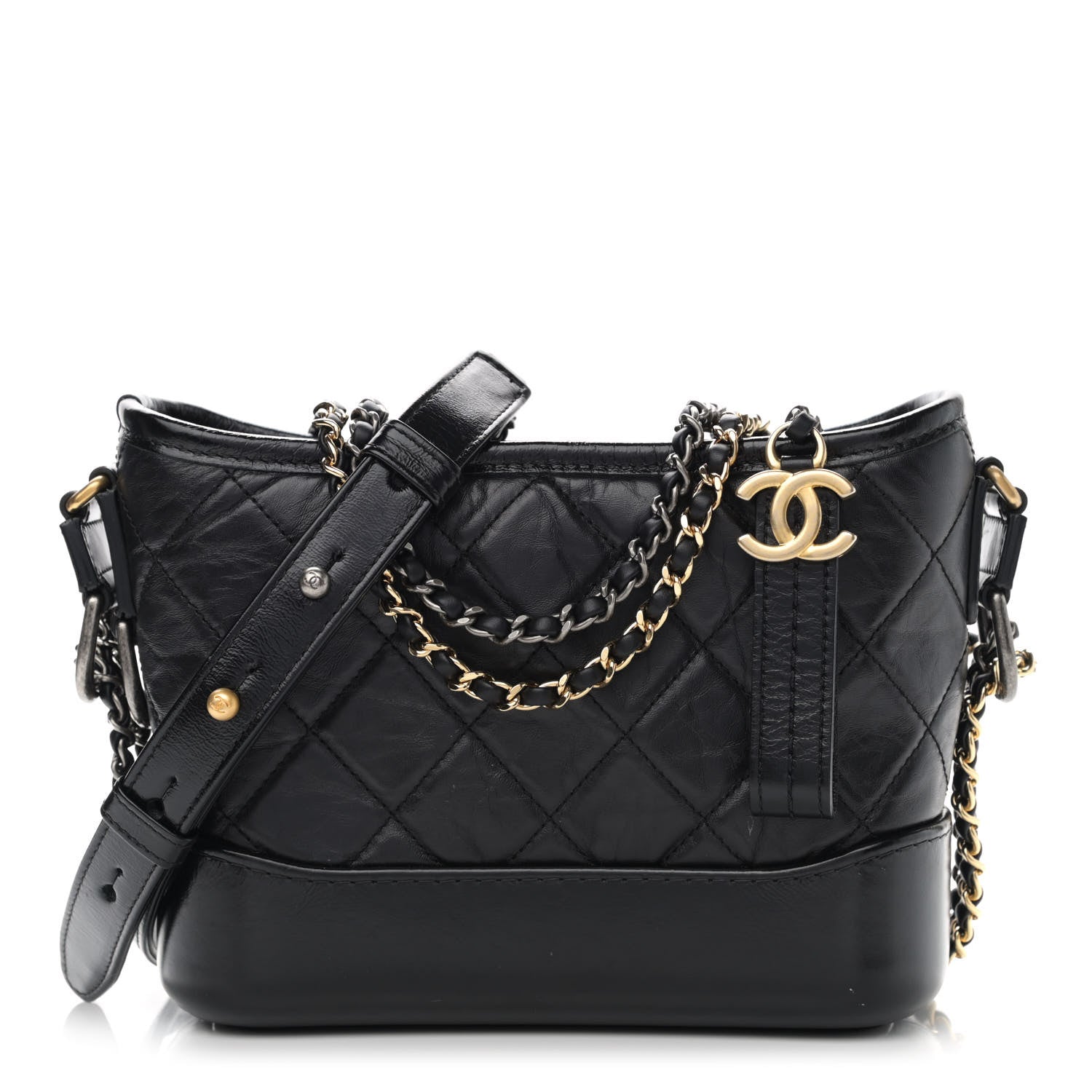 Chanel Aged Calfskin Quilted Small Gabrielle Hobo Black 1 of 11