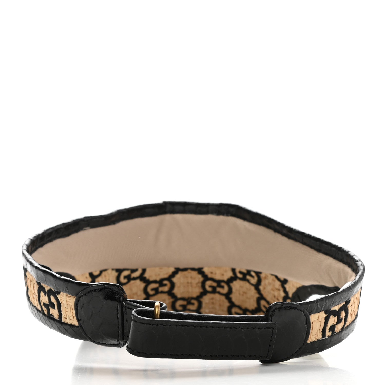 Gucci Raffia Elaphe GG Monogram Embroidered Afraa Visor M Ivory Black 6 of 8