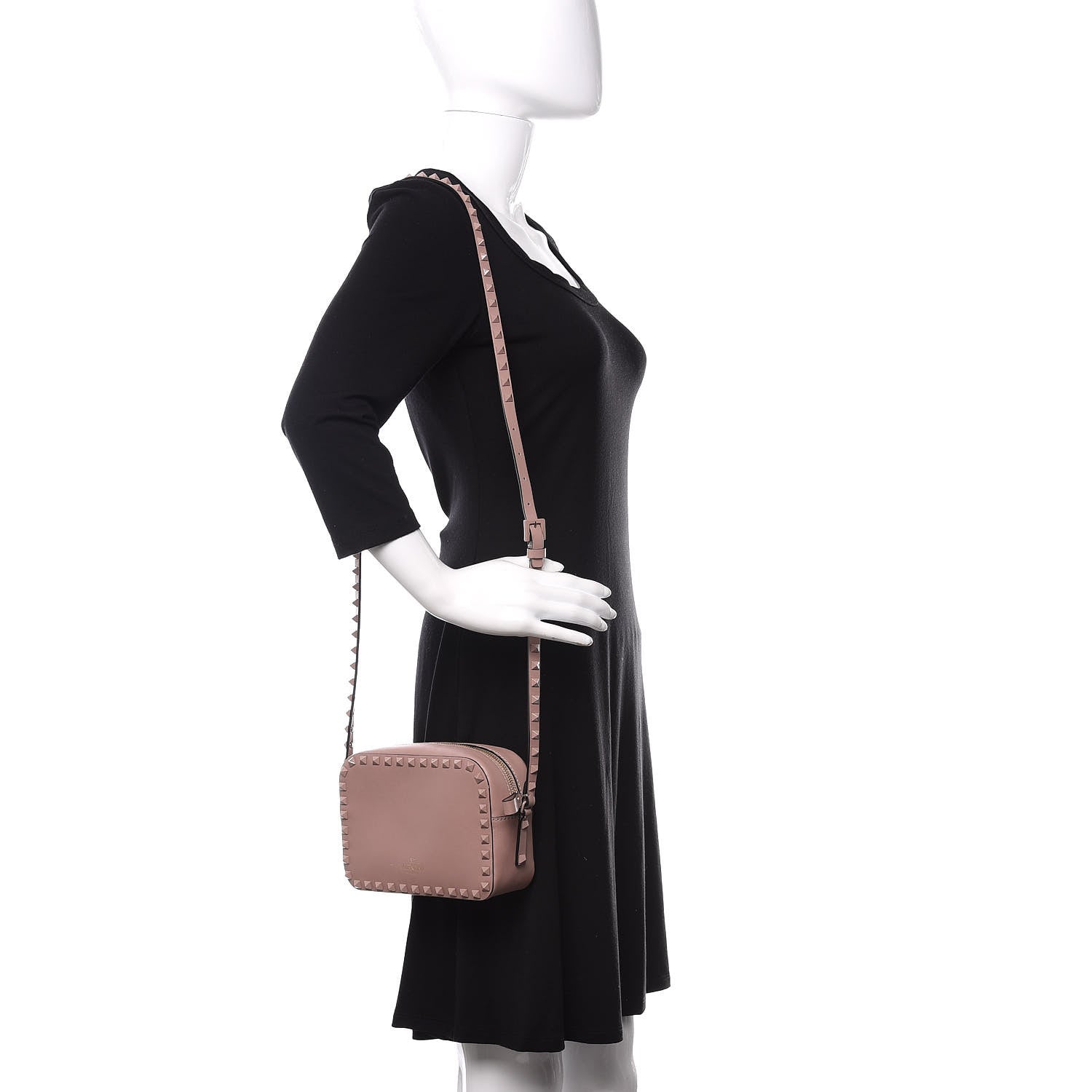 Valentino Garavani Calfskin Monochrome Rockstud Camera Crossbody Bag Poudre 2 of 11