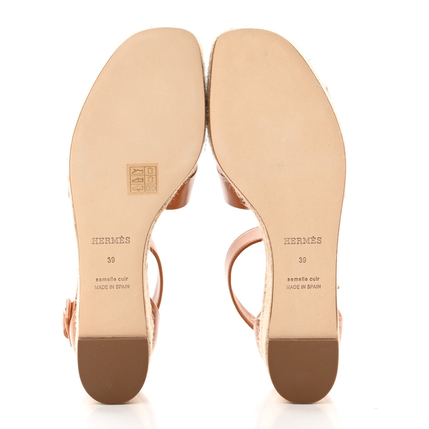 Hermes Goatskin Elda Espadrille Wedge Sandals 39 Marron Glaise 5 of 9