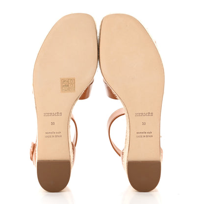 Hermes Goatskin Elda Espadrille Wedge Sandals 39 Marron Glaise 5 of 9