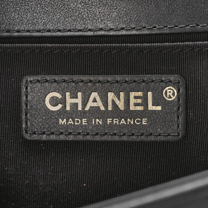 Chanel Calfskin Small Boy Logo Top Handle Flap Black 7 of 13