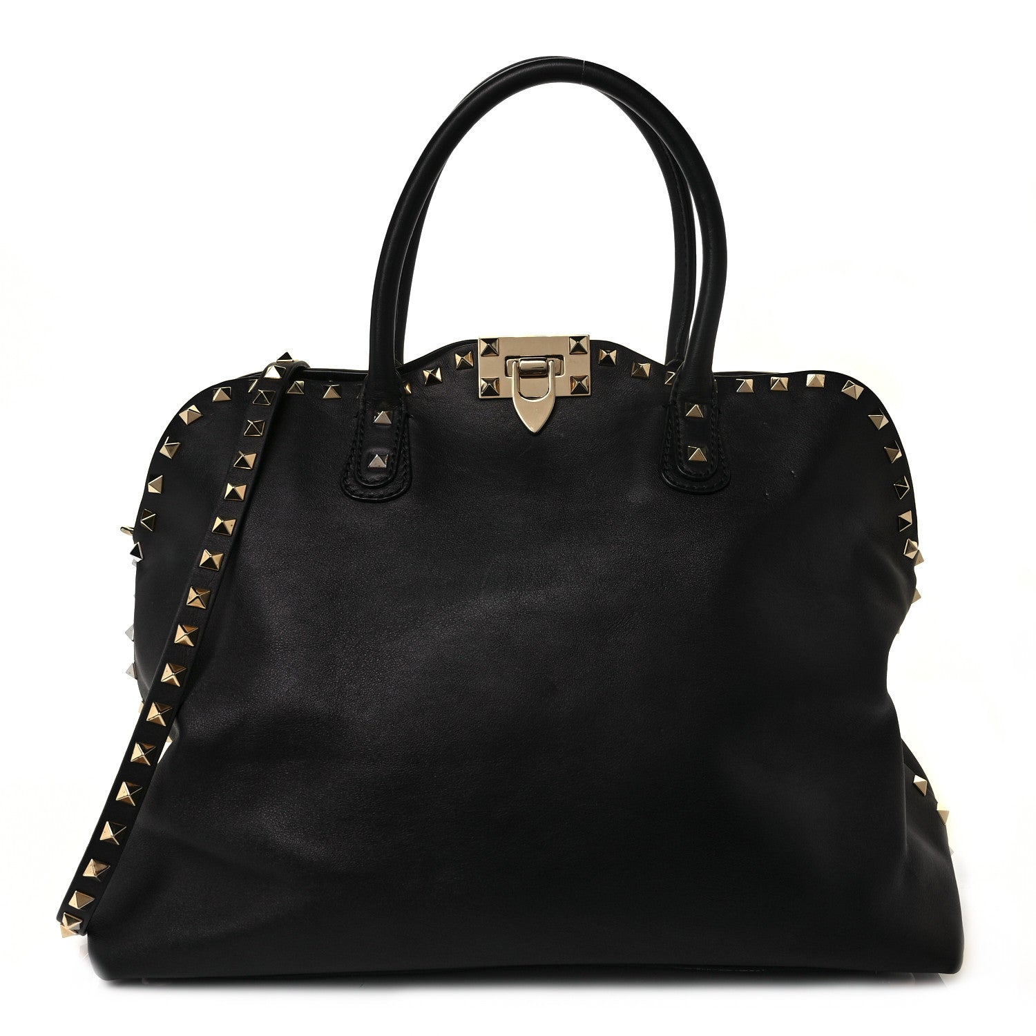 Valentino Garavani Vitello Rockstud Dome Satchel Black 1 of 23
