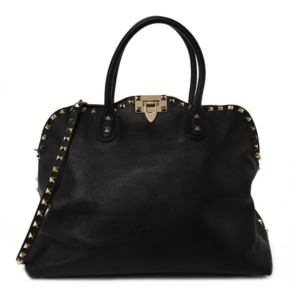 Valentino Garavani Vitello Rockstud Dome Satchel Black 1 of 23