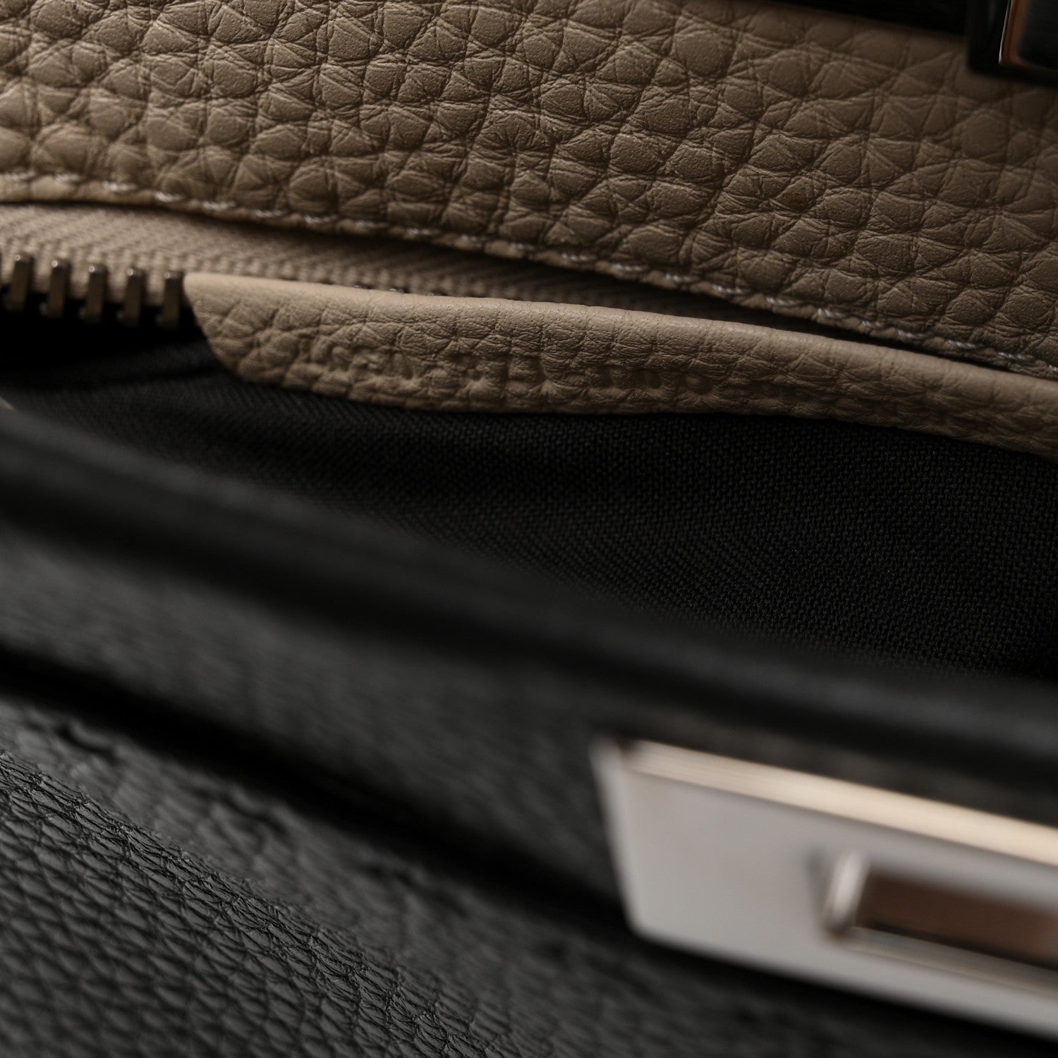 Fendi Cuoio Romano Selleria Bi-Color Medium Peekaboo Iconic Satchel Asfalto Latte 7 of 10