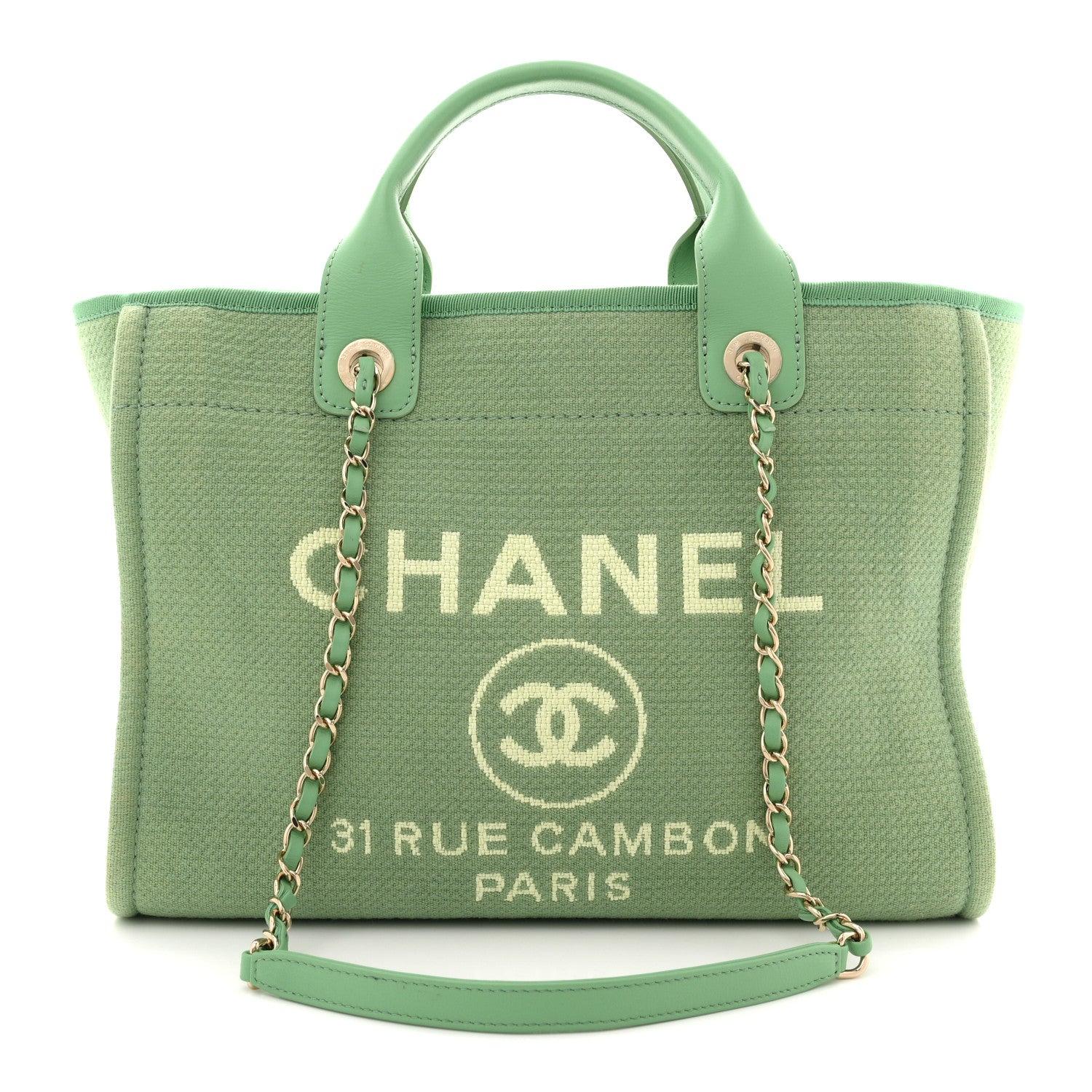 Chanel Mixed Fibers Small Deauville Tote Green 1 of 11