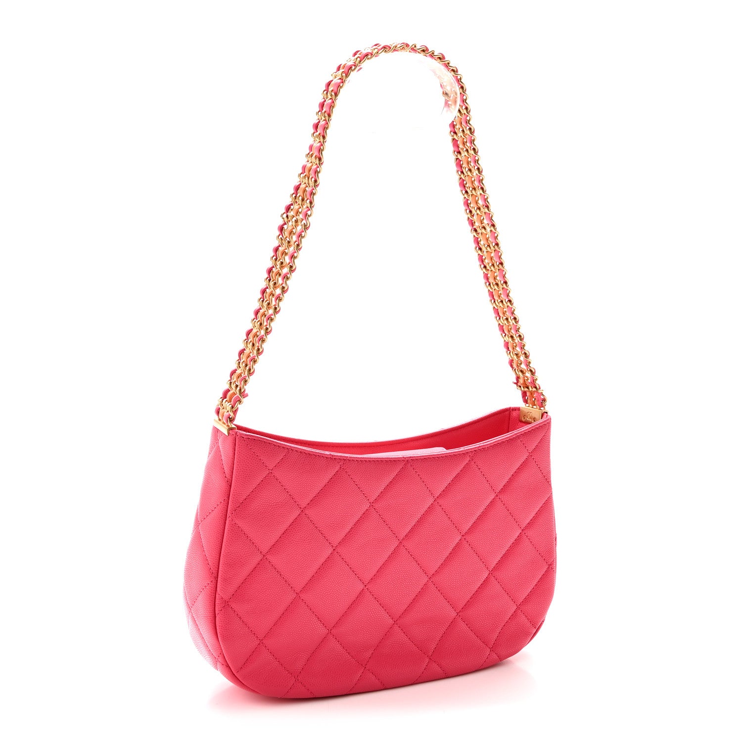 Chanel Caviar Quilted Triple Chain Shoulder Bag Pink 3 of 10