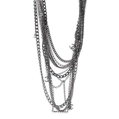 Chanel Gripoix CC Long Multistrand Necklace Ruthenium Black 1 of 5