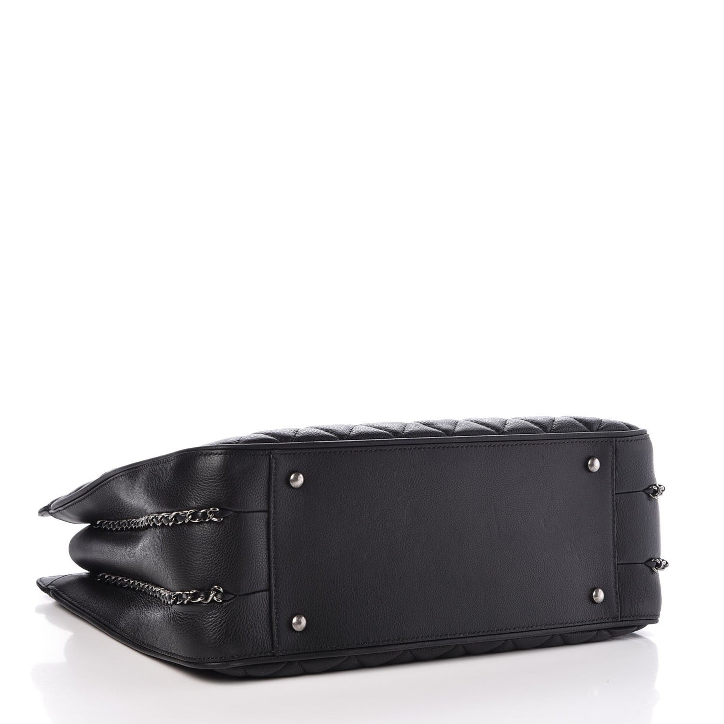 Calfskin Quilted Frame In Chain Tote Black