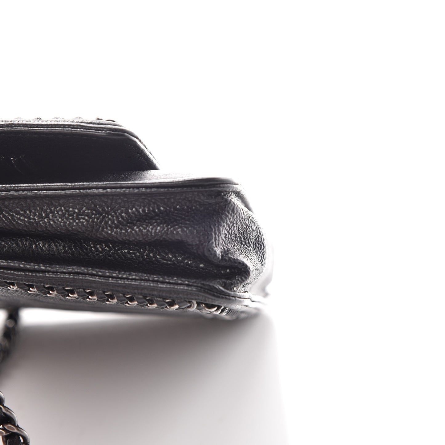 Calfskin Quilted Chain Around Boy Wallet On Chain WOC Black