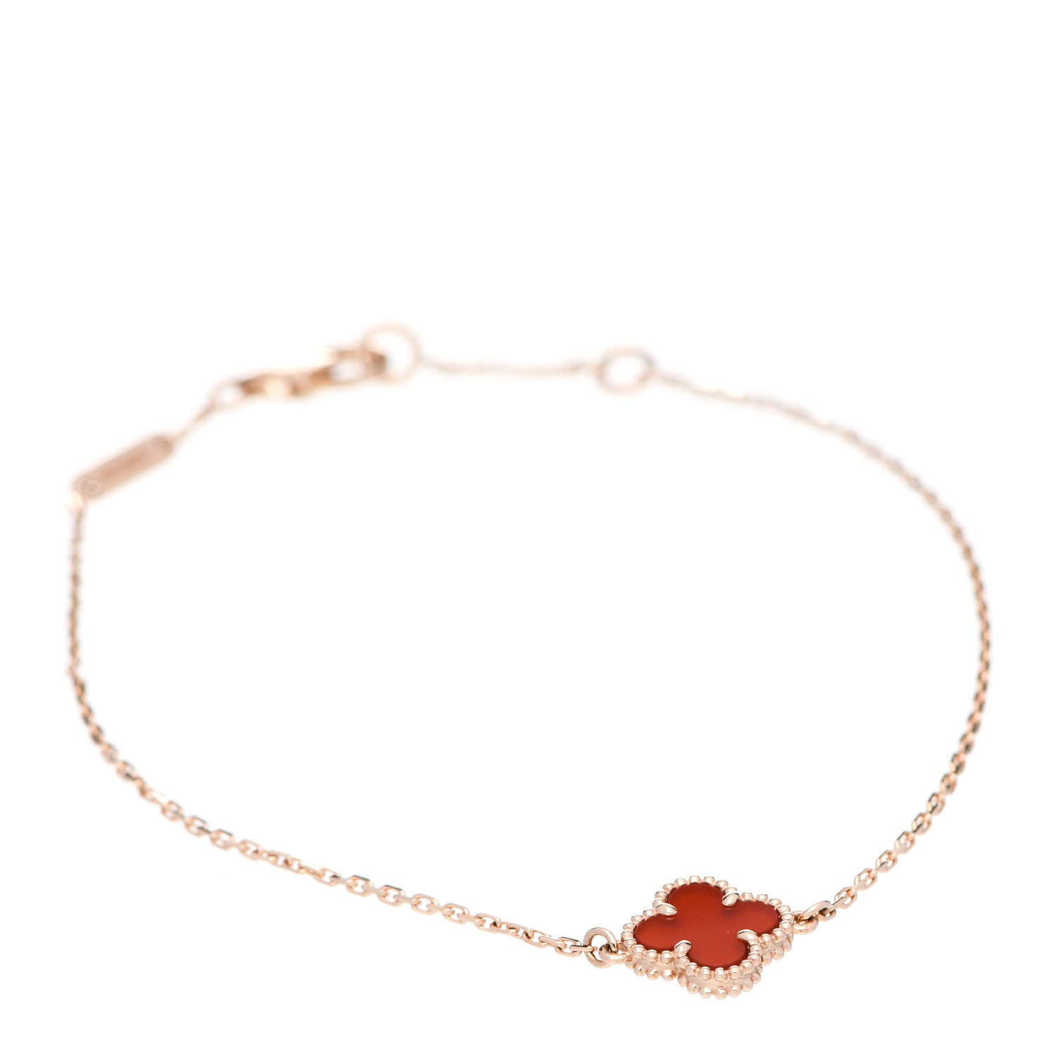 Van Cleef & Arpels 18K Rose Gold Carnelian Sweet Alhambra Bracelet 1 of 6