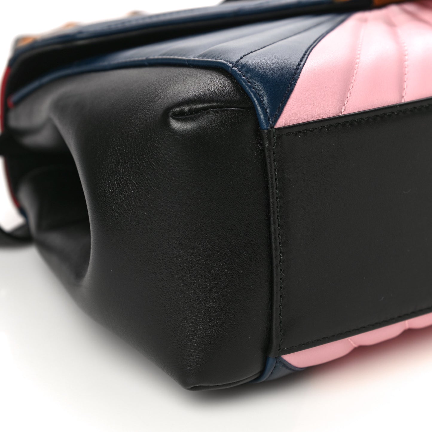 Calfskin Bamboo Trapuntata Queen Margaret Top Handle Bag Blue Agata Hibiscus Red Mystic White Sugar Pink