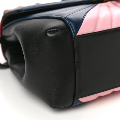 Gucci Calfskin Bamboo Trapuntata Queen Margaret Top Handle Bag Blue Agata Hibiscus Red Mystic White Sugar Pink 12 of 14