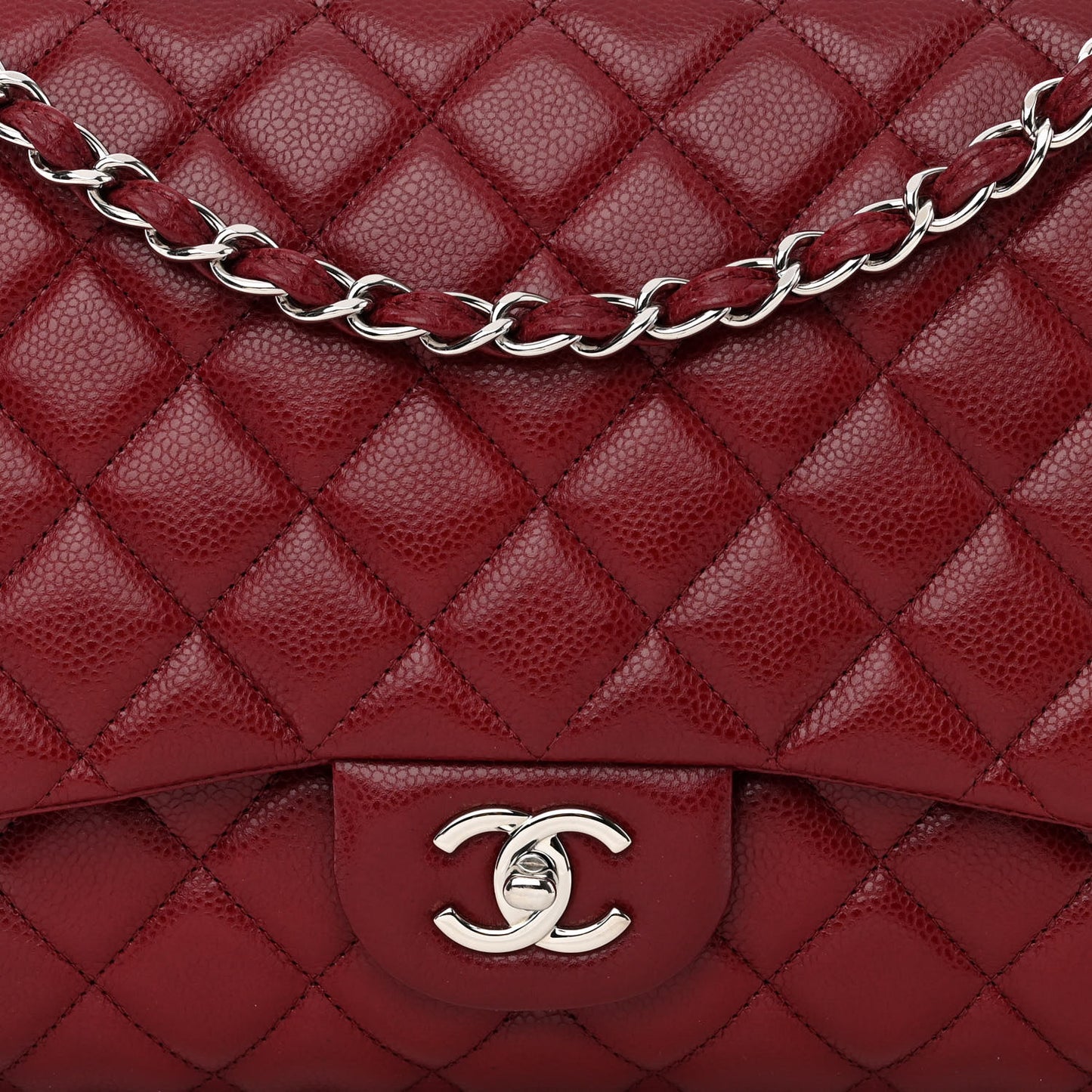 Caviar Quilted Maxi Single Flap Red