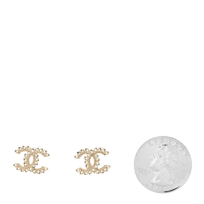 Chanel Strass Crystal Dazzling Wheat CC Earrings Gold 2 of 4
