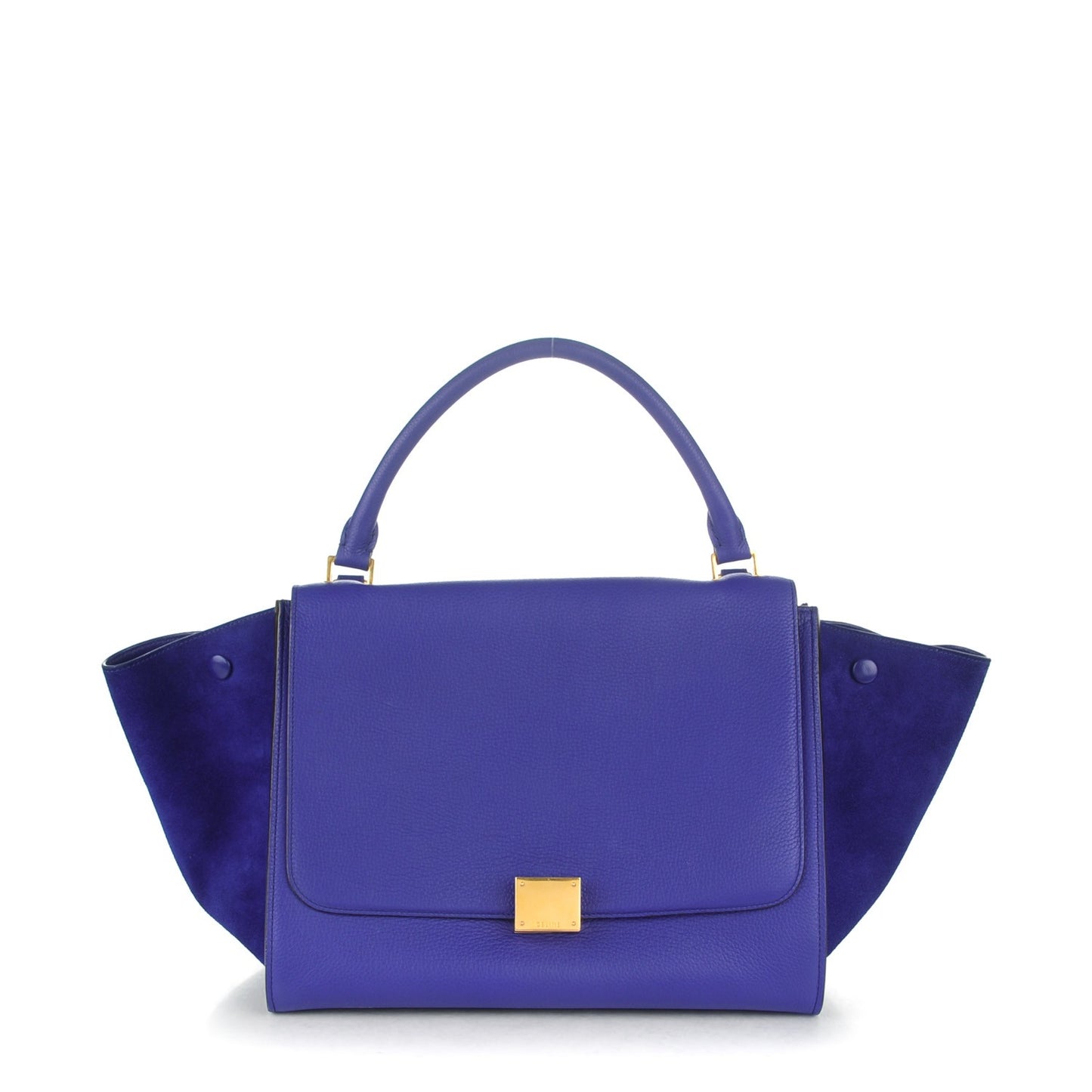 Drummed Calfskin Suede Medium Trapeze Indigo
