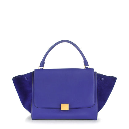 Celine Drummed Calfskin Suede Medium Trapeze Indigo 1 of 9