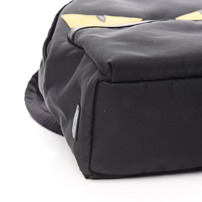 Fendi Nylon Vitello Elite Monster Eyes Rounded Backpack Black Yellow 8 of 11