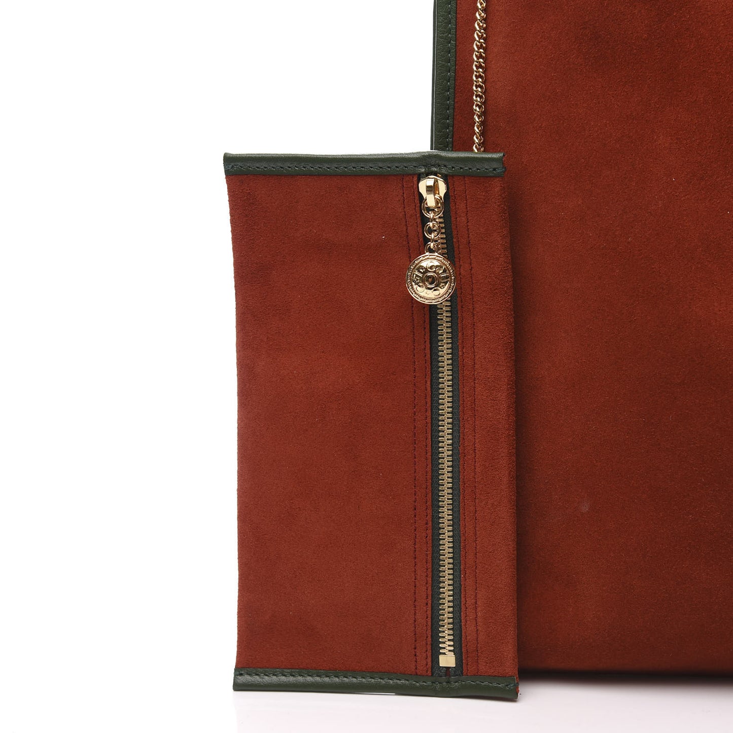 Suede Calfskin Large Rajah Chain Tote Hibiscus Red Green