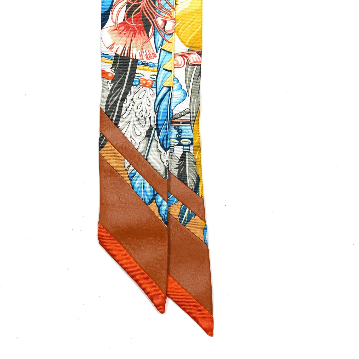 Hermes Silk Lambskin Danse Pacifique Twilly Jaune D'Or Kaki Orange 2 of 4